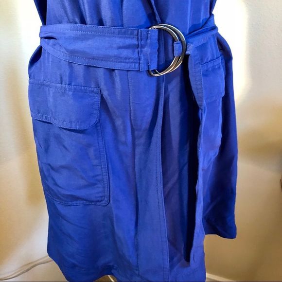NY&Co Blue Cargo Utility Belted Cap Sleeve Dress - Picture 7 of 8